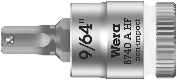 Wera 05003384001 8740 A HF Zyklop bit socket with holding function, 1/4" drive, 9/64" x 28 mm