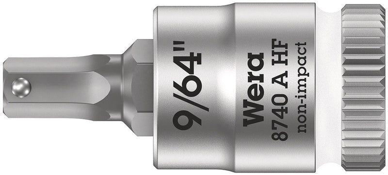 Wera 05003384001 8740 A HF Zyklop bit socket with holding function, 1/4" drive, 9/64" x 28 mm