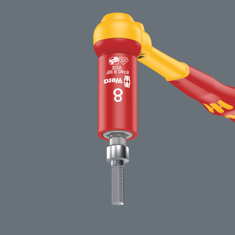 Wera 05004903001 8740 B VDE HF Zyklop Hex bit socket, insulated, with holding function, 3/8" drive, 8 x 59 mm