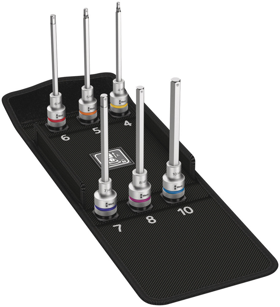 Wera 05004210001 8740 C HF 2 Zyklop bit socket set with 1/2" drive, with holding function, 6 pieces