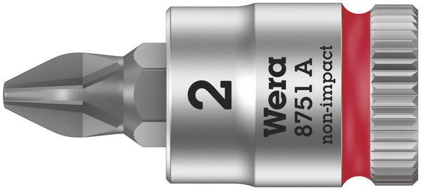 Wera 05003351001 8751 A Phillips Zyklop bit socket, 1/4" drive, PH 2 x 28 mm