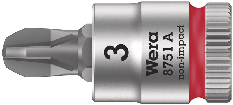 Wera 05003352001 8751 A Phillips Zyklop bit socket, 1/4" drive, PH 3 x 28 mm