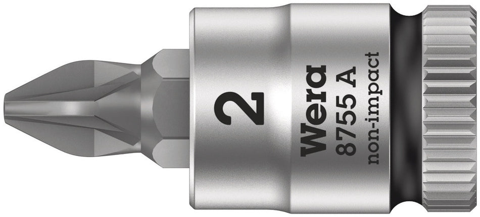 Wera 05003353001 8755 A Pozidriv Zyklop bit socket, 1/4" drive, PZ 1 x 28 mm
