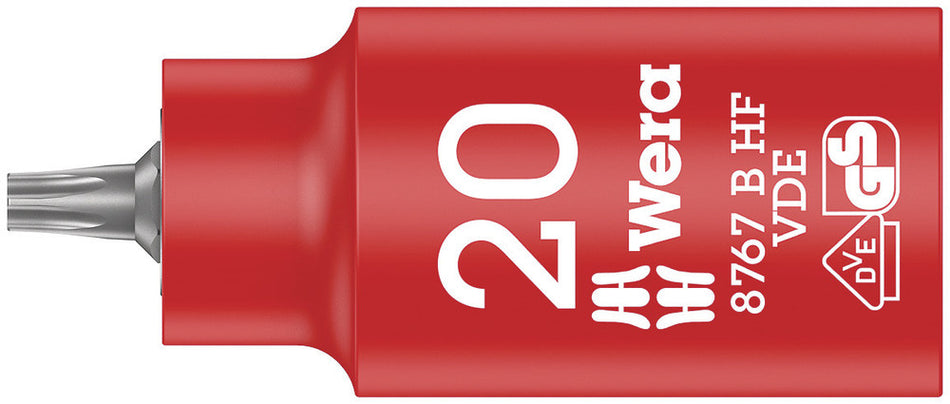 Wera 05004920001 8767 B VDE HF TORX Zyklop bit socket, insulated, with holding function, 3/8" drive, TX 20 x 55 mm