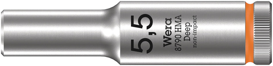 Wera 05004502001 8790 HMA Deep 1/4" socket, 5.5 x 50 mm