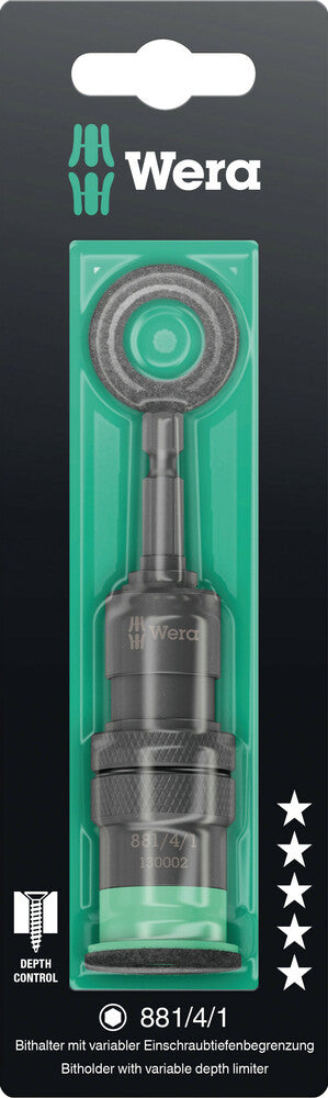 Wera 05130002001 881/4/1 SB Bit holder with variable screw depth limitation, 3 pieces