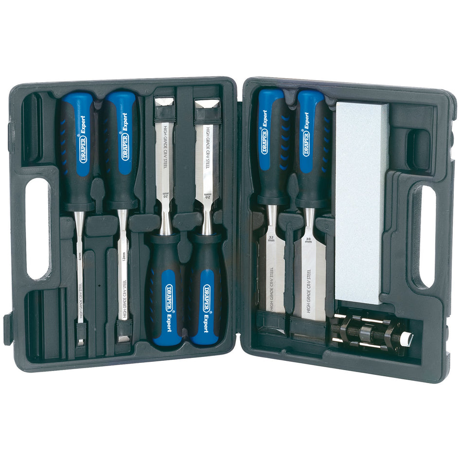 Draper 88605 Soft Grip Wood Chisel Kit, 140mm (8 Piece)