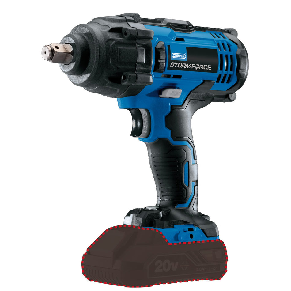 Draper 89518 Draper Storm Force® 20V Mid-Torque Impact Wrench, 1/2" Sq. Dr., 400Nm (Sold Bare)