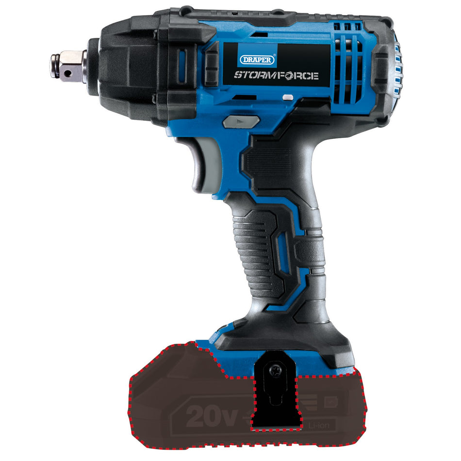 Draper 89519 Draper Storm Force® 20V Mid-Torque Impact Wrench, 1/2", 250Nm (Sold Bare)