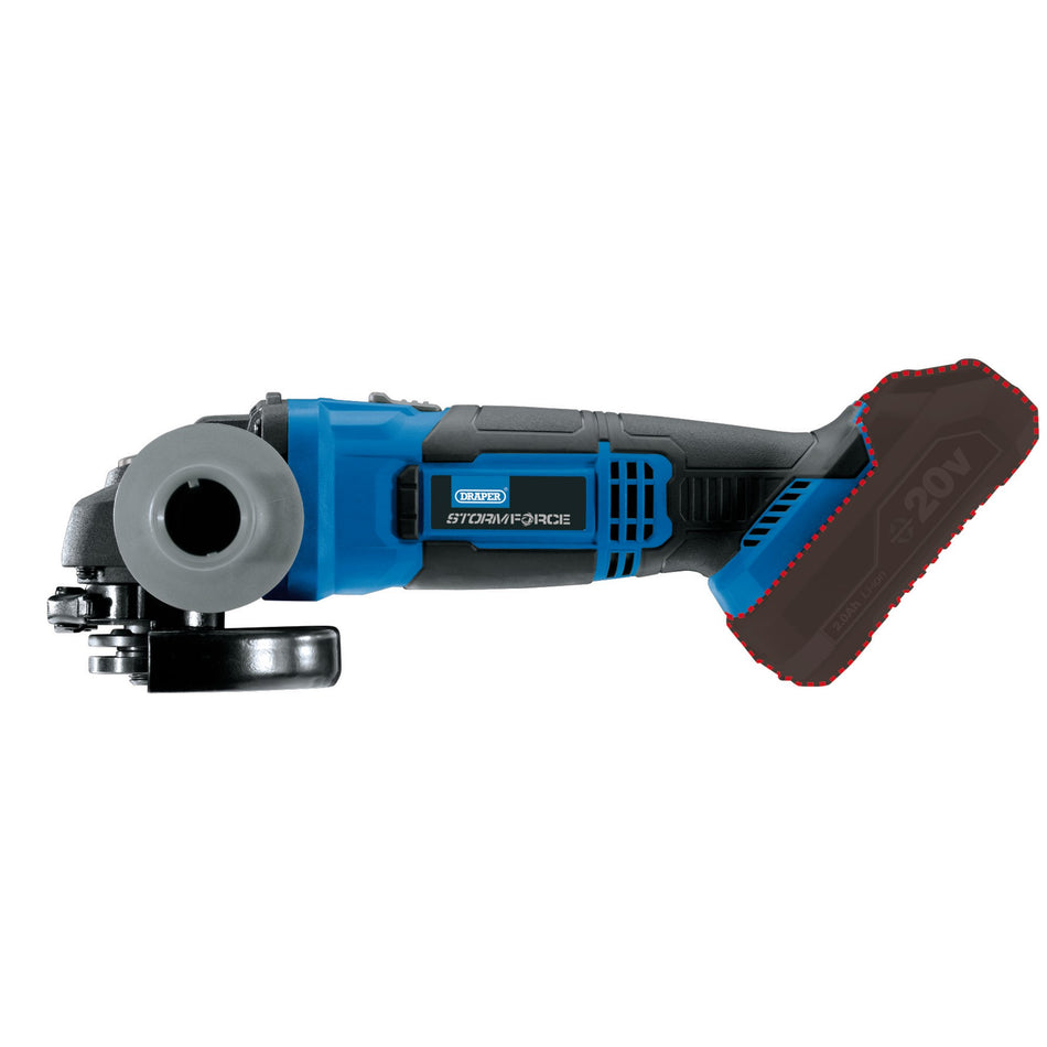Draper 89521 Draper Storm Force® 20V Angle Grinder, 115mm (Sold Bare)