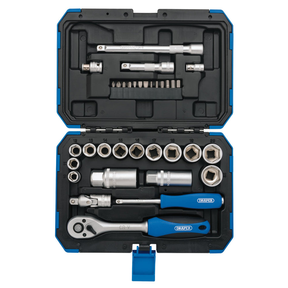 Draper 89558 Metric Socket Set, 3/8" Sq. Dr. (34 Piece)