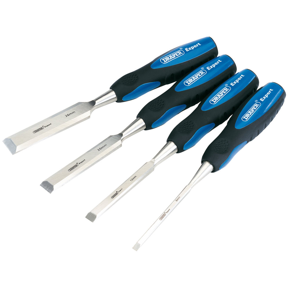 Draper 89726 Soft Grip Bevel Edge Wood Chisel Set, 150mm (4 Piece)