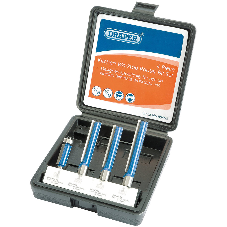 Draper 89993 Extra Long Router Bit Set (4 Piece)