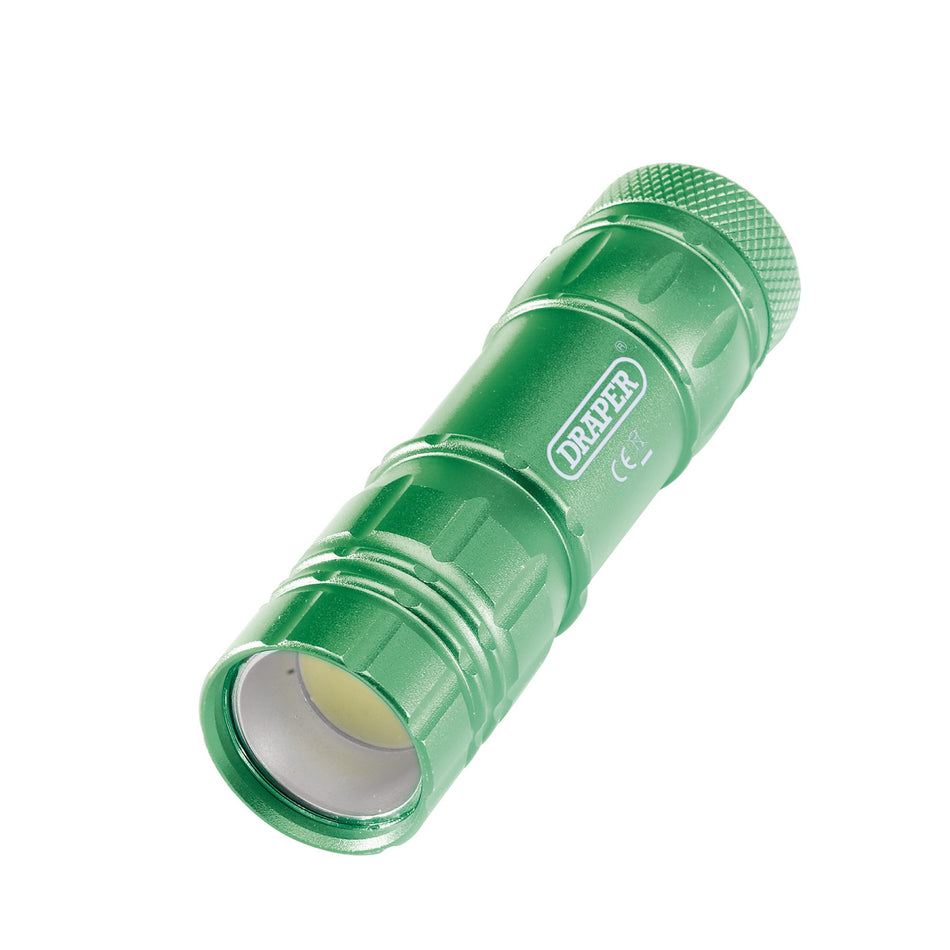Draper 90103 COB LED Aluminium Hand Torch, 3 x AAA Batteries Supplied
