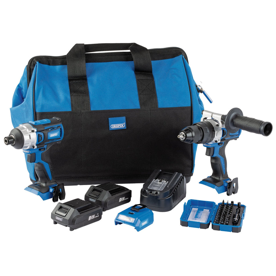Draper 90471 D20 Fix 'N' Go Kit (2 Piece), 2 x 2.0Ah Batteries, 1 x Charger, 1 x Bag