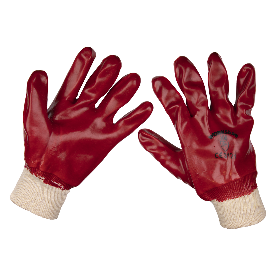 Sealey 9106L/12 PVC Knit Wrist Gloves (Large) - Pack of 12 Pairs