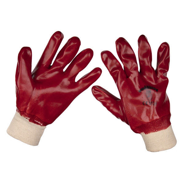 Sealey 9106L PVC Knit Wrist Gloves (Large) - Pair