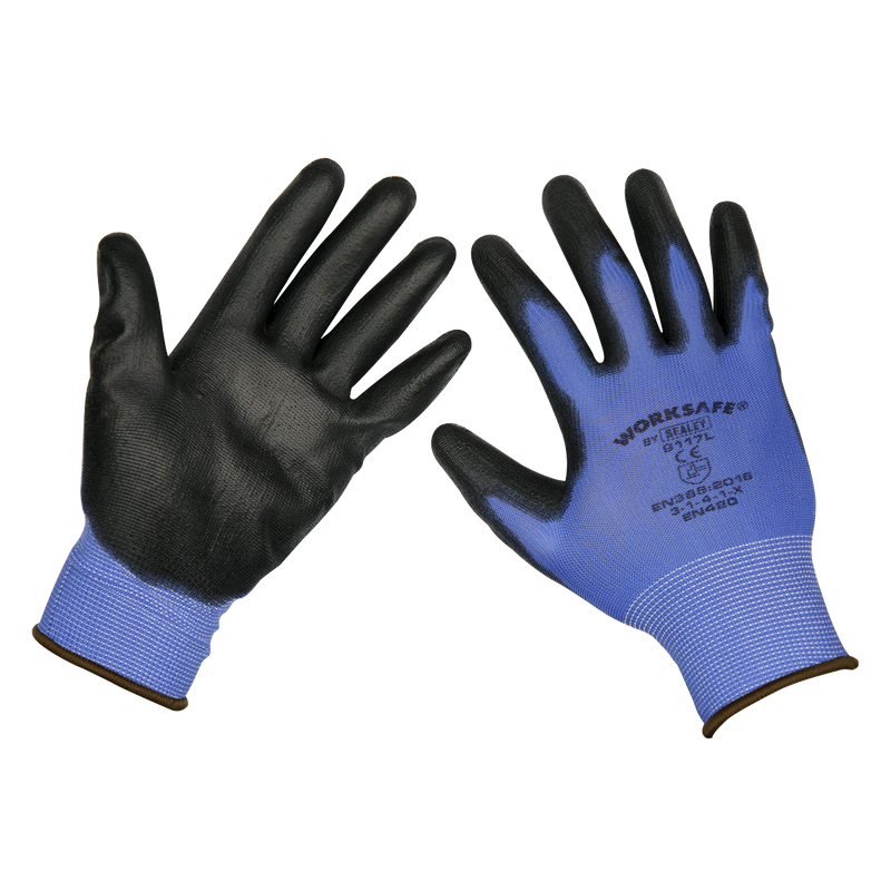Sealey 9117L/B120 Lightweight Precision Grip Gloves (Large) - Pack of 120 Pairs
