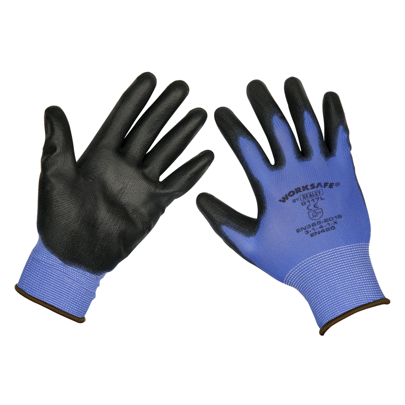 Sealey 9117L Lightweight Precision Grip Gloves (Large) - Pair