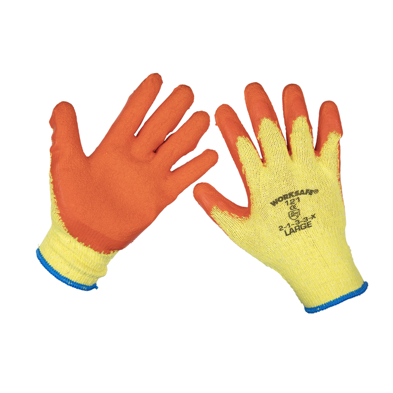 Sealey 9121L/12 Super Grip Knitted Gloves Latex Palm (Large) - Pack of 12 Pairs
