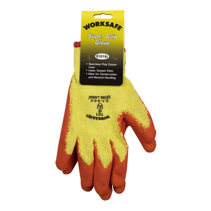 Sealey 9121XL Super Grip Knitted Gloves Latex Palm (X-Large) - Pair