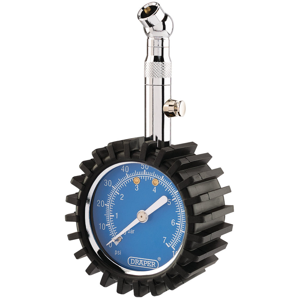 Draper 91347 Tyre Pressure Gauge, 0 - 100psi, 0 - 7bar
