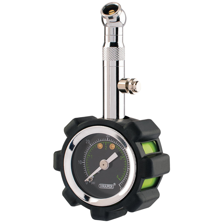 Draper 91365 Tyre Pressure Gauge TPGP, 0 - 60psi, 0 - 4 bar