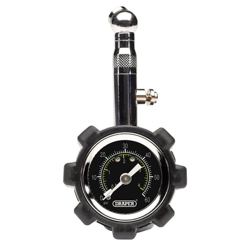 Draper 91365 Tyre Pressure Gauge TPGP, 0 - 60psi, 0 - 4 bar
