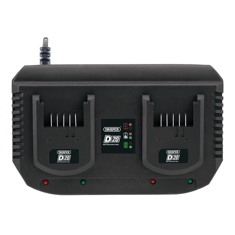 Draper 92239 D20 20V Fast Twin Battery Charger