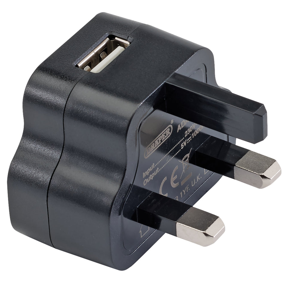 Draper 93038 230V USB Charger, 1 Amp