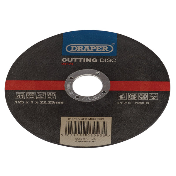 Draper 94774 Metal Cutting Disc, 125 x 1 x 22.23mm