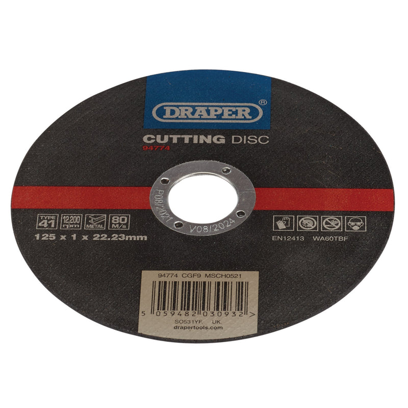 Draper 94774 Metal Cutting Disc, 125 x 1 x 22.23mm