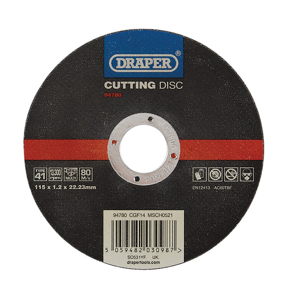 Draper 94780 Multi-Purpose Cutting Disc, 115 x 1.2 x 22.23mm