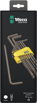 Wera 05021721001 950/13 Hex-Plus Imperial 1 SB L-key set, imperial, BlackLaser, 13 pieces