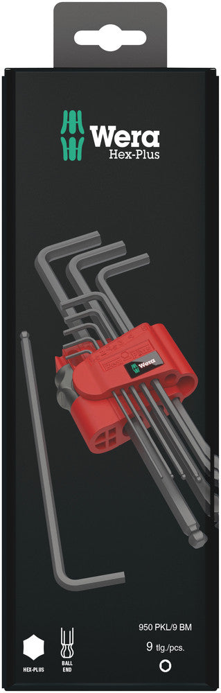 Wera 05073596001 950/9 Hex-Plus 6 SB L-key set, metric, BlackLaser, 9 pieces