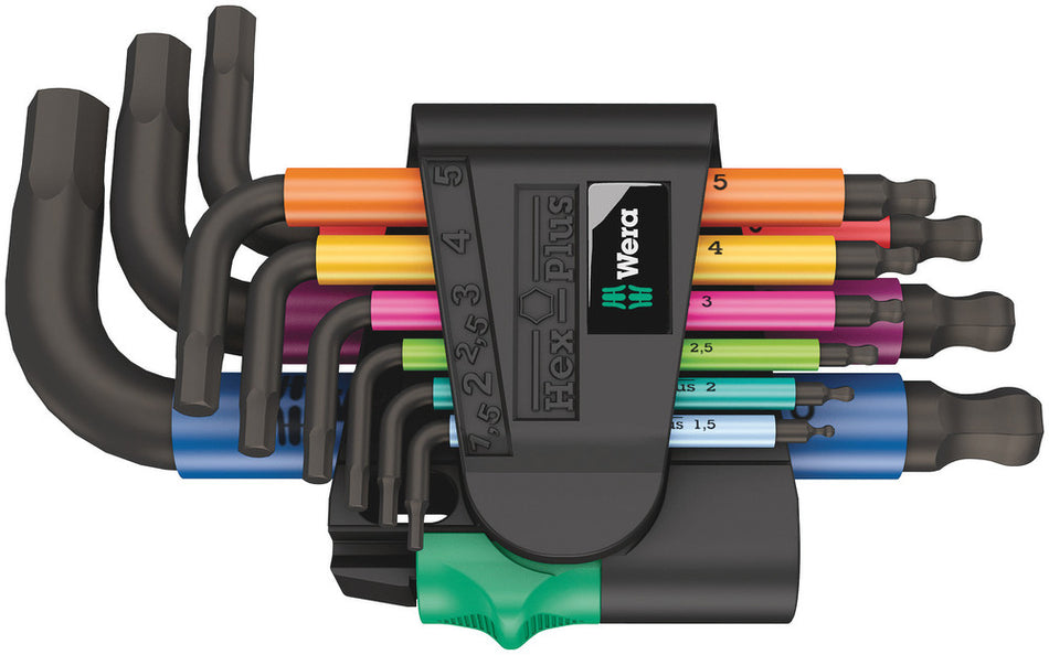 Wera 05133164001 950/9 Hex-Plus Multicolour 2 L-key set, metric, BlackLaser, 9 pieces