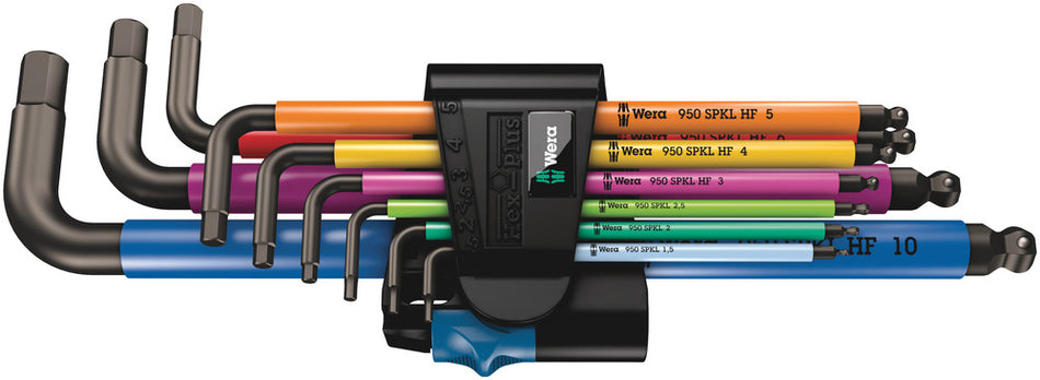 Wera 05022210001 950/9 Hex-Plus Multicolour HF 1 L-key set, metric, BlackLaser, with holding function, 9 pieces