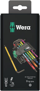 Wera 05073599001 967/9 TX BO Multicolour 1 SB L-key set for tamper-proof TORXÃ‚Â® screws, BlackLaser, 9 pieces