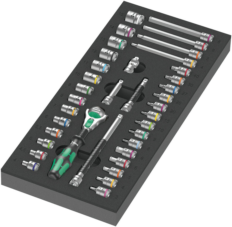 Wera 05150110001 9720 Foam insert 8000 A Zyklop 1/4" ratchet set 1, 37 pieces