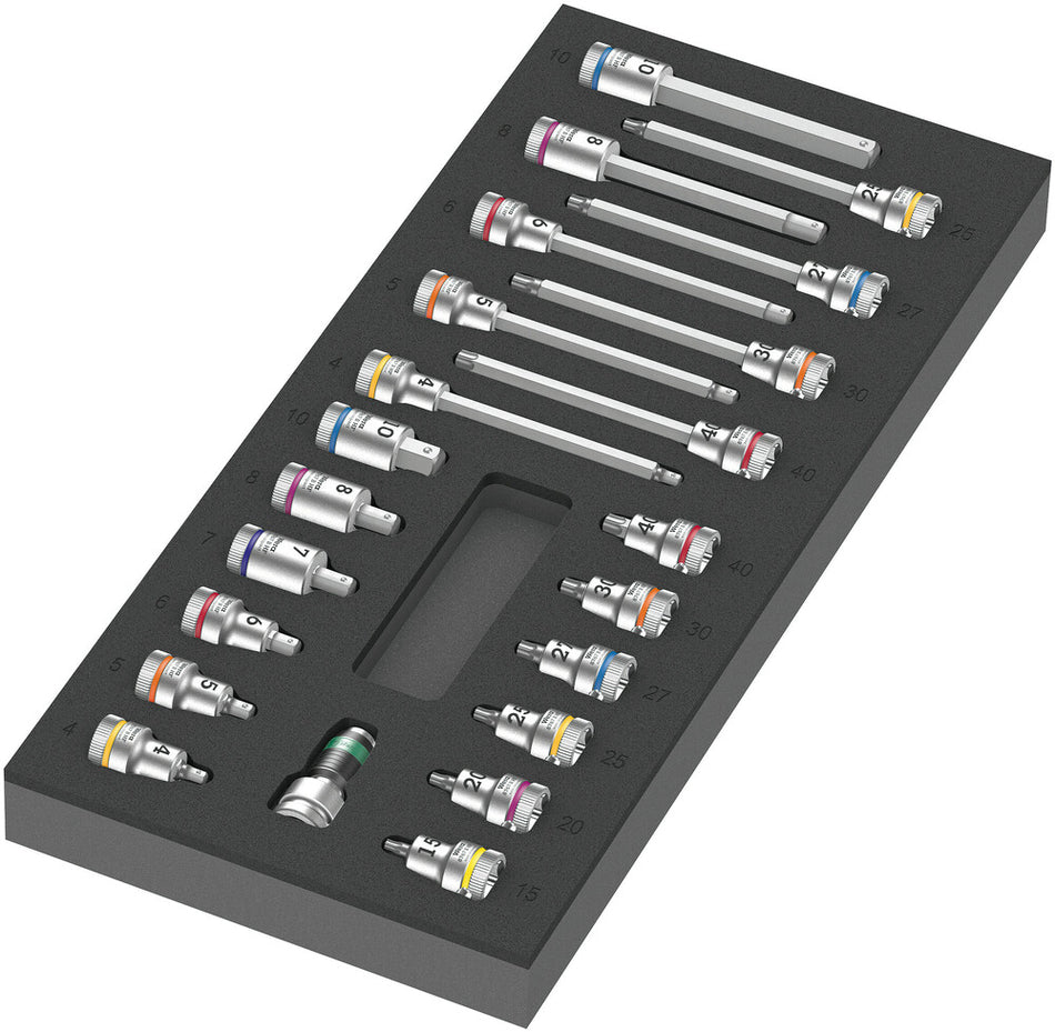 Wera 05150113001 9723 Foam insert Zyklop B 3/8" bit socket set 1, 22 pieces