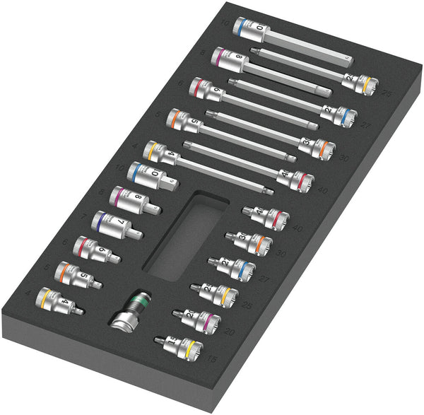 Wera 05150113001 9723 Foam insert Zyklop B 3/8" bit socket set 1, 22 pieces