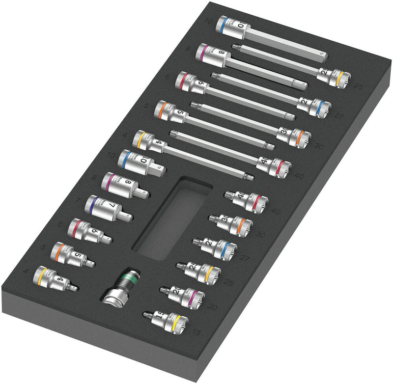 Wera 05150113001 9723 Foam insert Zyklop B 3/8" bit socket set 1, 22 pieces