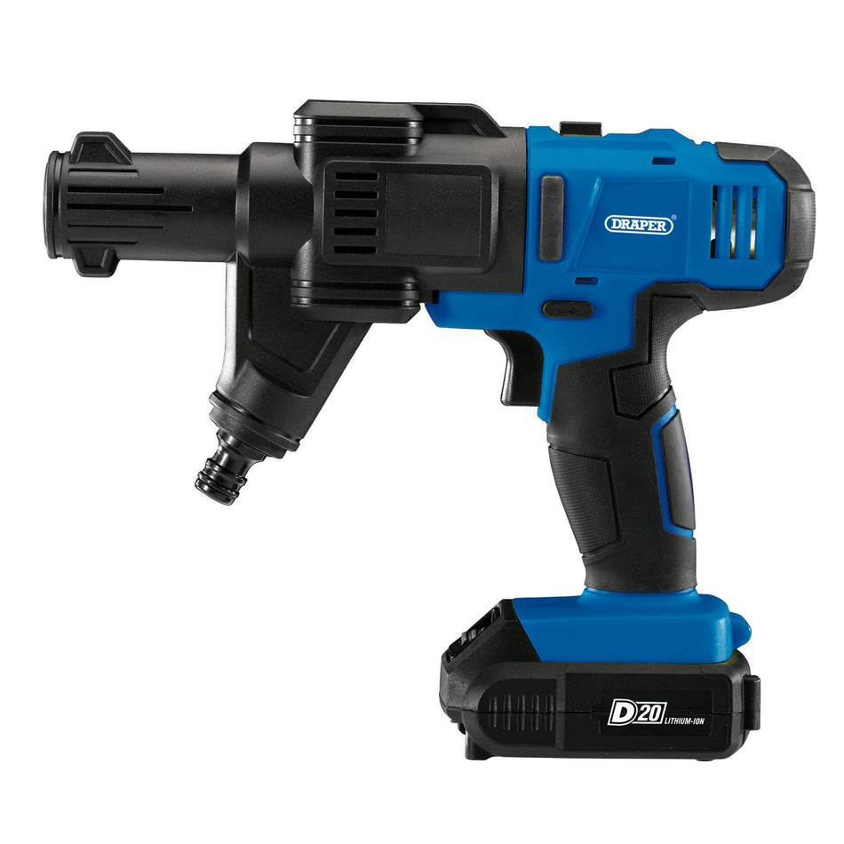 Draper 97533 D20 20V Cordless Pressure Washer Kit, 1 x 2.0Ah Battery, 1 x Fast Charger