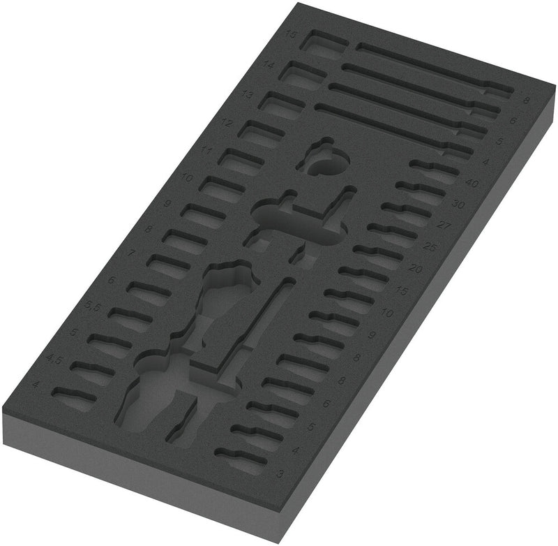 Wera 05137320001 9820 Foam insert 8000 A Zyklop 1/4" ratchet set 1, empty, 172 x 30 x 392 mm