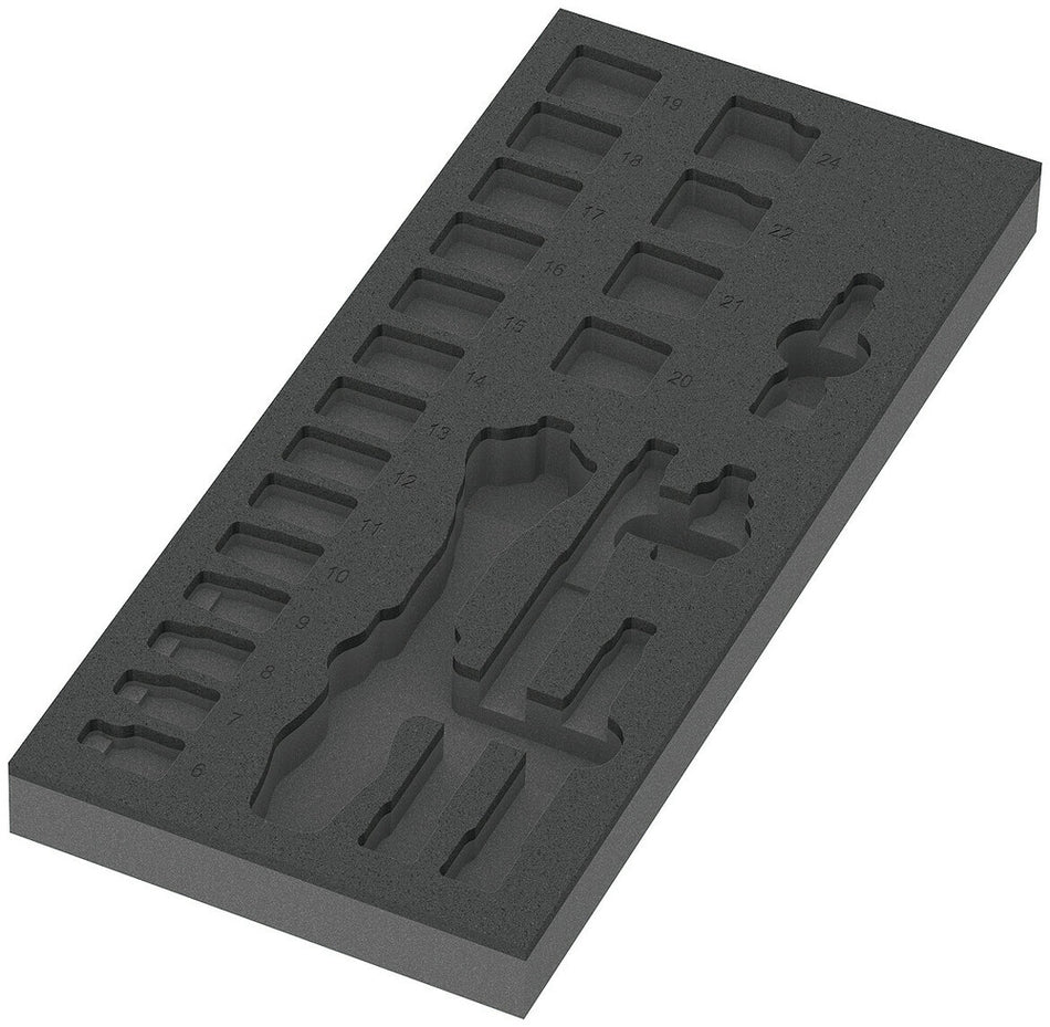 Wera 05137321001 9821 Foam insert 8000 B Zyklop 3/8" ratchet set 1, empty, 172 x 30 x 392 mm