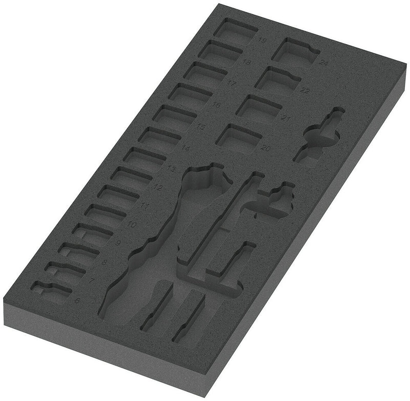 Wera 05137321001 9821 Foam insert 8000 B Zyklop 3/8" ratchet set 1, empty, 172 x 30 x 392 mm
