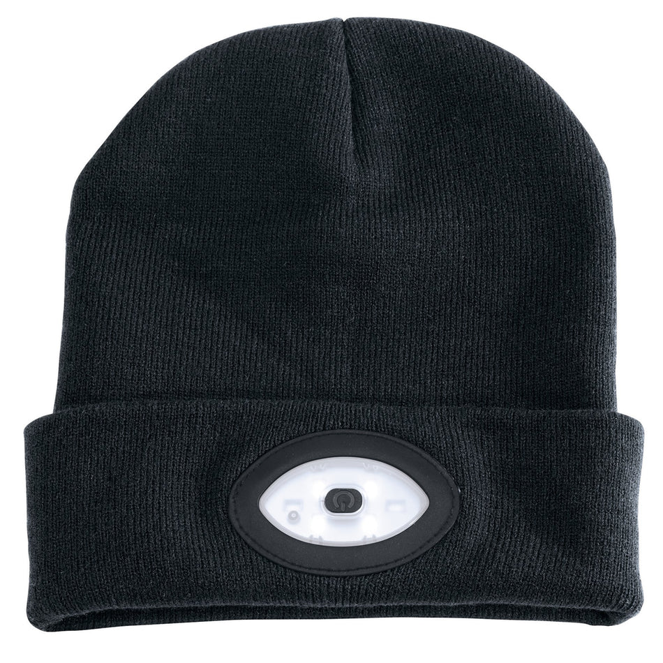 Draper 99521 Beanie Hat with Rechargeable Torch, One Size, 1W, 100 Lumens, Black