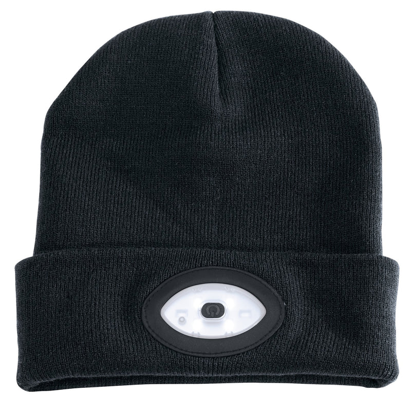 Draper 99521 Beanie Hat with Rechargeable Torch, One Size, 1W, 100 Lumens, Black