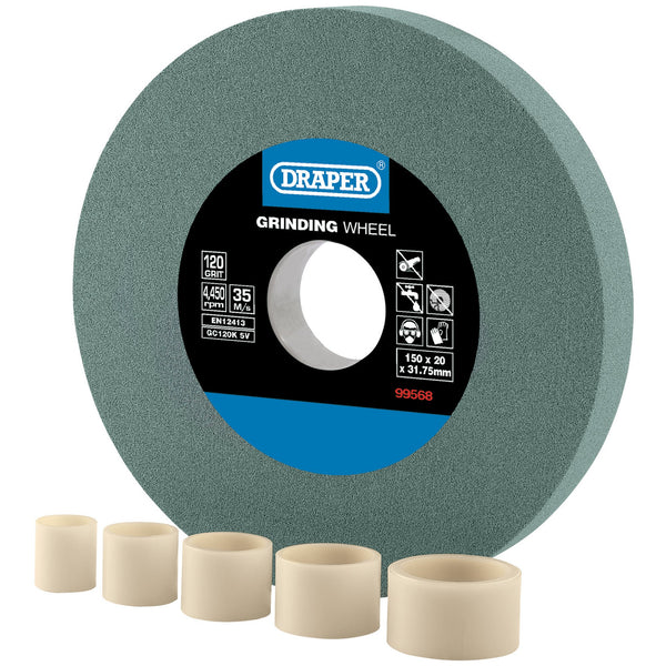 Draper 99568 Silicon Carbide Bench Grinding Wheel, 150 x 20mm, 120 Grit