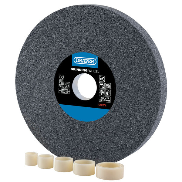Draper 99571 Aluminium Oxide Bench Grinding Wheel, 200 x 25mm, 60 Grit